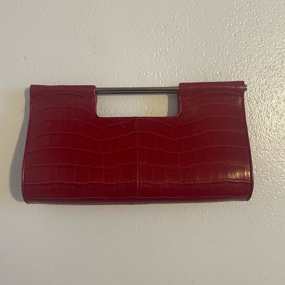 The Limited retro style faux-leather embossed red clutch